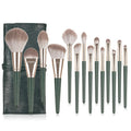 Sage Green 14-Piece Professional Makeup Brush Set with Storage Bucket