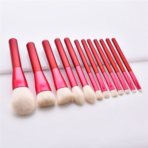 Skyboat Soft Premium 12-Piece Red Face & Eye Makeup Brushes Kit