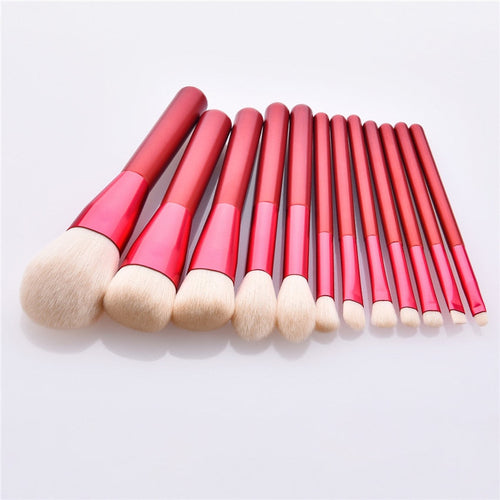 Skyboat Soft Premium 12-Piece Red Face & Eye Makeup Brushes Kit