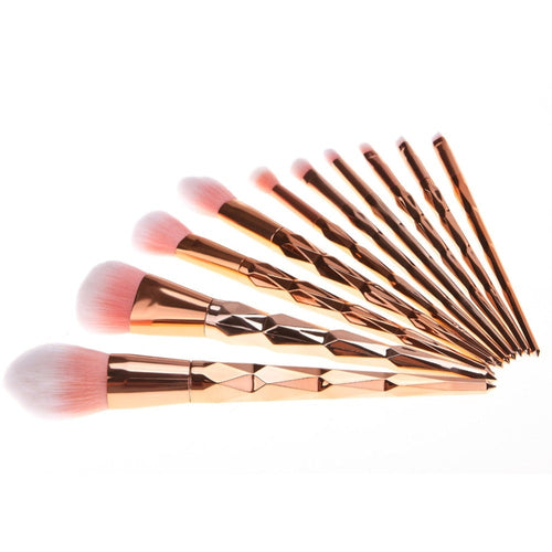 11-Piece Rose Gold Diamond & Mermaid Fishtail Makeup Brush Collection