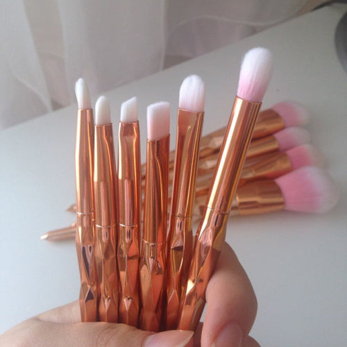 11-Piece Rose Gold Diamond & Mermaid Fishtail Makeup Brush Collection