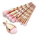 11-Piece Rose Gold Diamond & Mermaid Fishtail Makeup Brush Collection