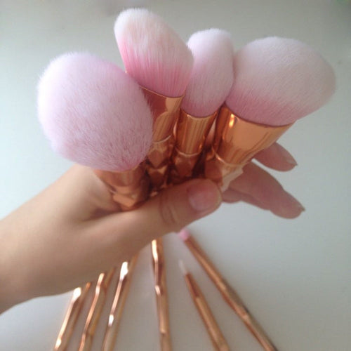 11-Piece Rose Gold Diamond & Mermaid Fishtail Makeup Brush Collection