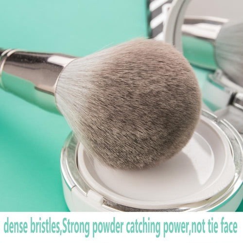 Sage Green 14-Piece Professional Makeup Brush Set with Storage Bucket