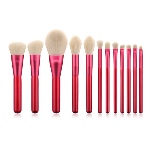 Skyboat Soft Premium 12-Piece Red Face & Eye Makeup Brushes Kit