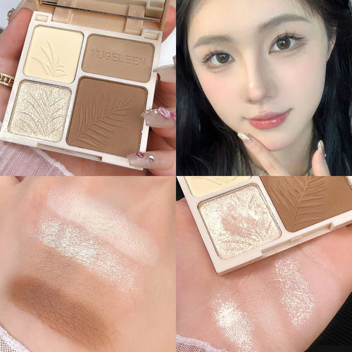 4 Colors Highlighter Contour Palette – 3D Face Bronzer & Brightening Powder Matte Contour Makeup