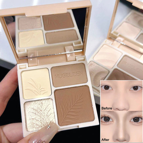 4 Colors Highlighter Contour Palette – 3D Face Bronzer & Brightening Powder Matte Contour Makeup
