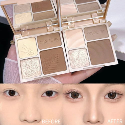 4 Colors Highlighter Contour Palette – 3D Face Bronzer & Brightening Powder Matte Contour Makeup