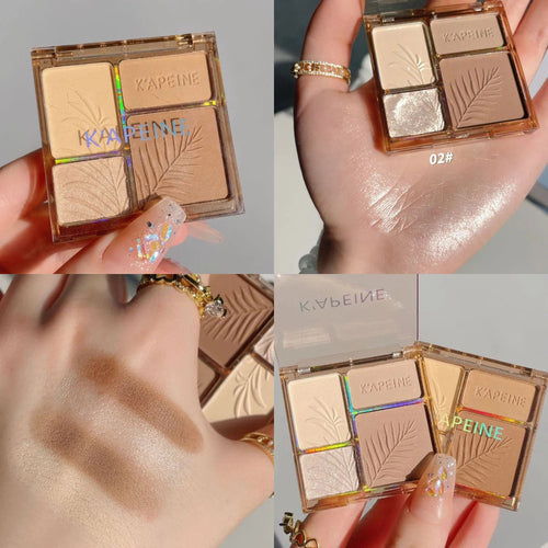 4 Colors Highlighter Contour Palette – 3D Face Bronzer & Brightening Powder Matte Contour Makeup