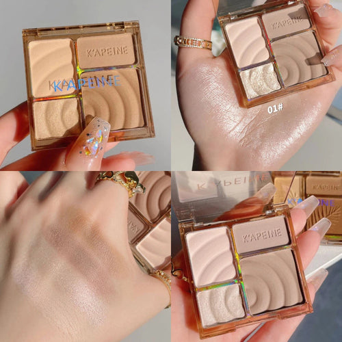 4 Colors Highlighter Contour Palette – 3D Face Bronzer & Brightening Powder Matte Contour Makeup