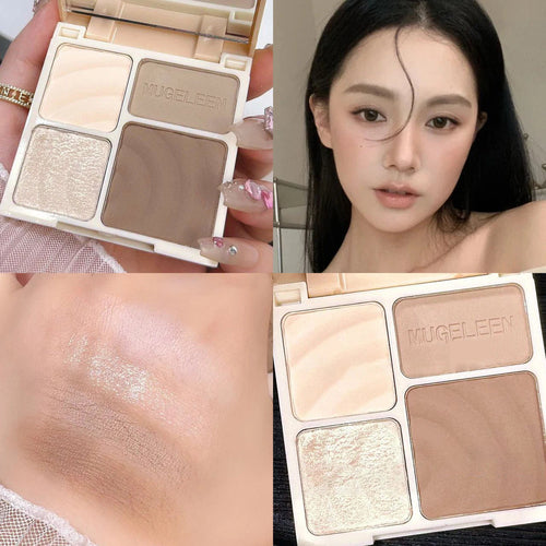 4 Colors Highlighter Contour Palette – 3D Face Bronzer & Brightening Powder Matte Contour Makeup