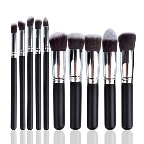 "Professional 10-Piece Makeup Brush Set – Premium Synthetic Face & Eye Cosmetic Tool Kit"